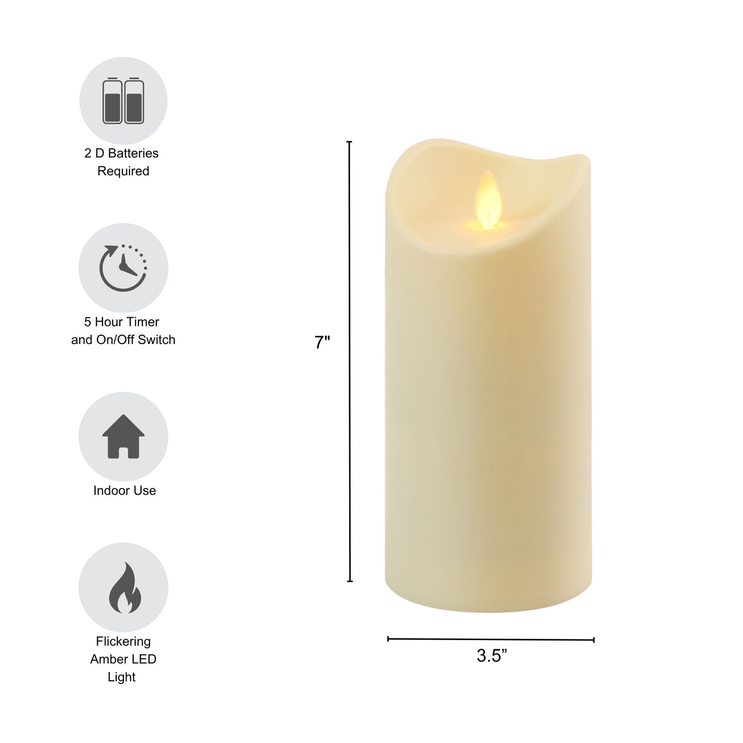 Battery-Operated Pillar Candle with Flickering Flame
