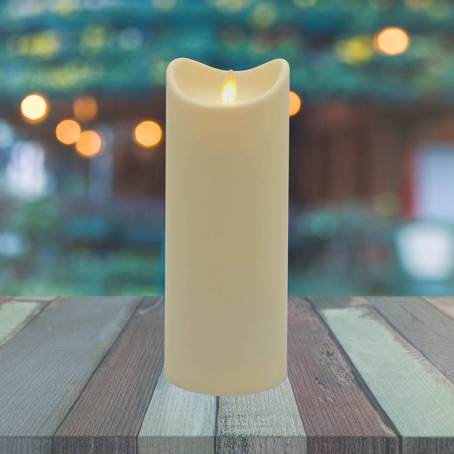Battery Operated 9"  Pillar Candle with Flickering Flame