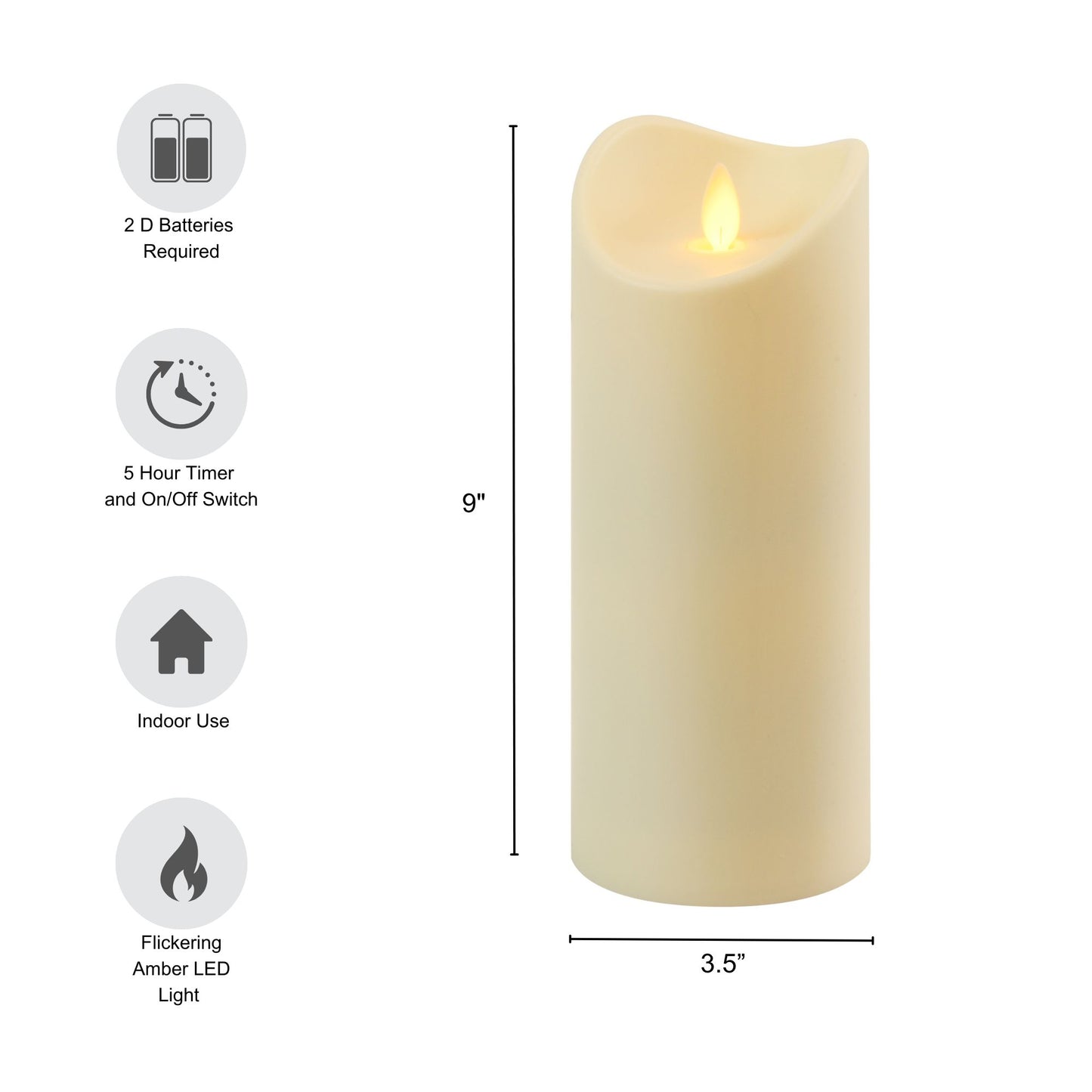 Battery-Operated Pillar Candle with Flickering Flame