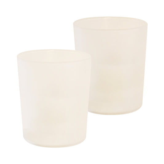 Battery Operated Glass LED Candles, Frosted - Set of 2