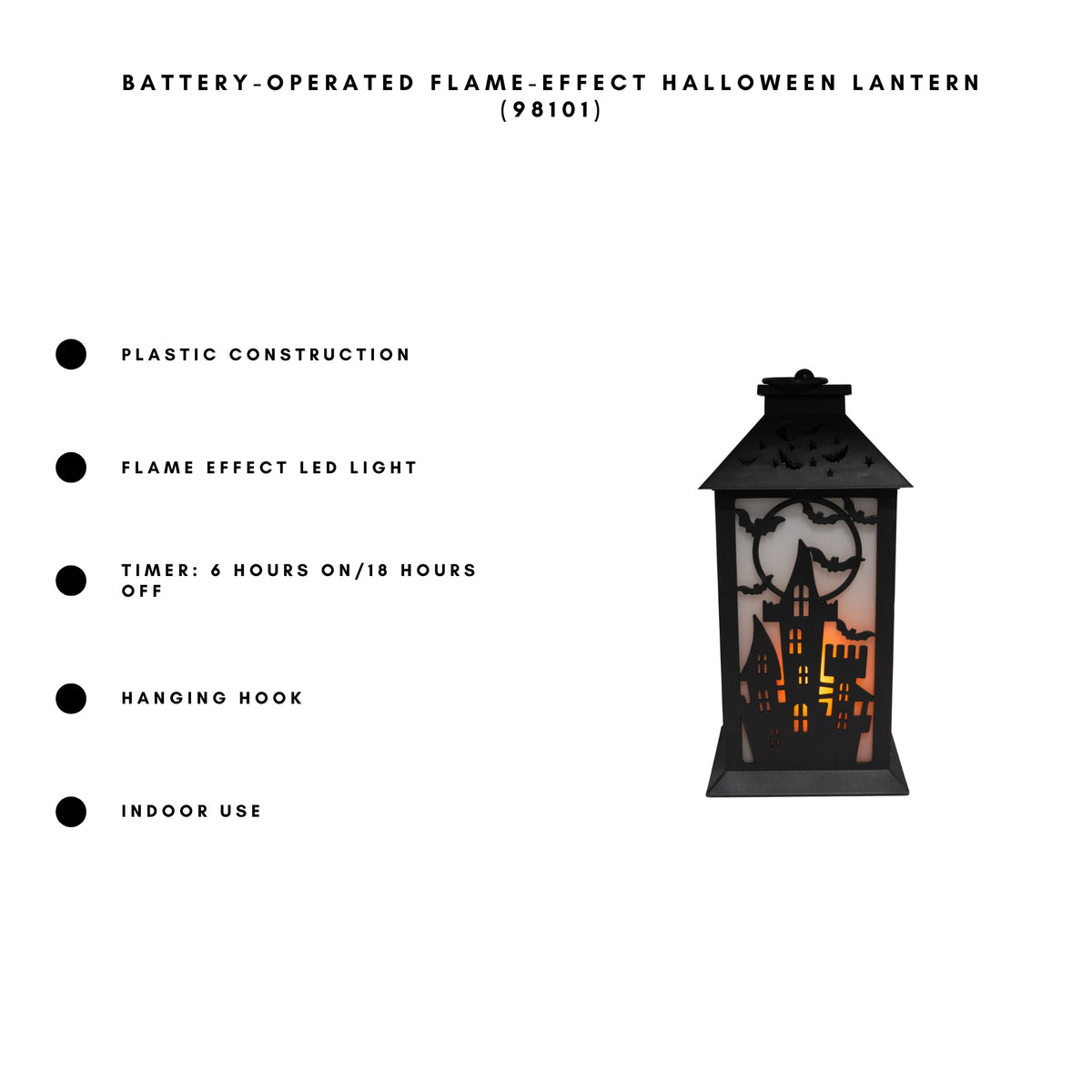 Battery-Operated Flame-Effect Halloween Lantern