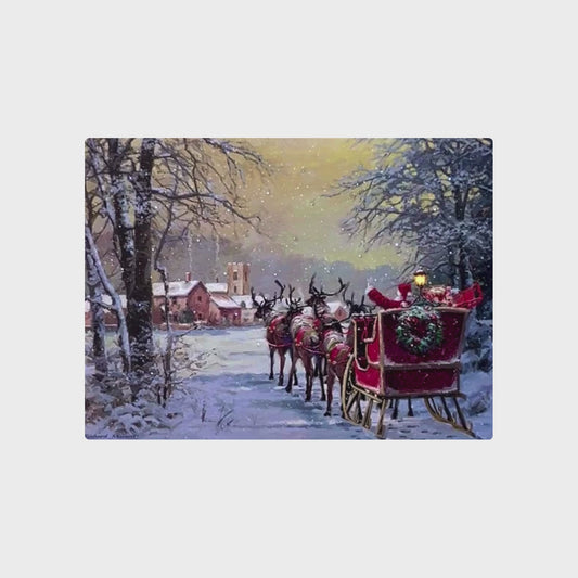 Battery-Operated Lighted Wall Art - Santa's Sleigh Ride