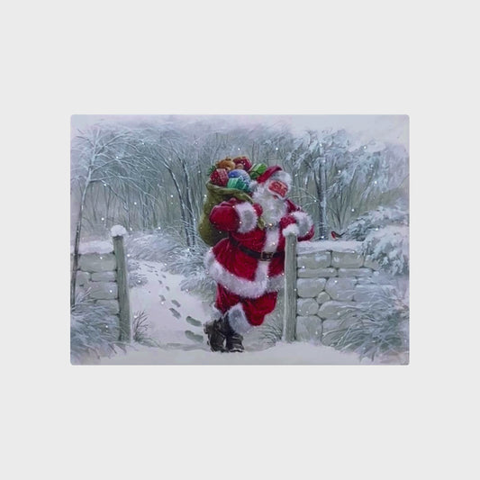 Battery-Operated Lighted Wall Art - Snowy Santa