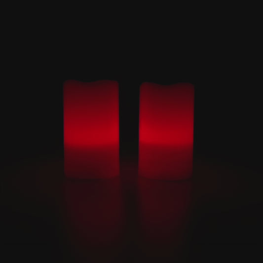 Battery-Operated Wax LED Candles with Remote Control, Multicolor - Set of 2