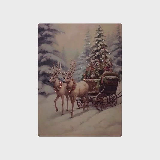 Battery-Operated Lighted Wall Art - Reindeer Sleigh Ride
