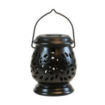 Black solar powered ceramic lantern