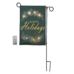 Holiday garden flag stand LED lights with remote control.