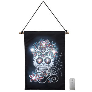 Halloween lighted wall banner with remote control LED lights.