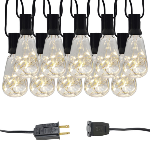 LED Edison string lights with soft white fairy lights.