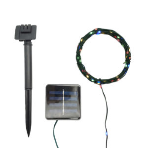 Fairy Garden Lights, Solar Powered Multicolor String Lights with Solar Panel and Ground Stake.