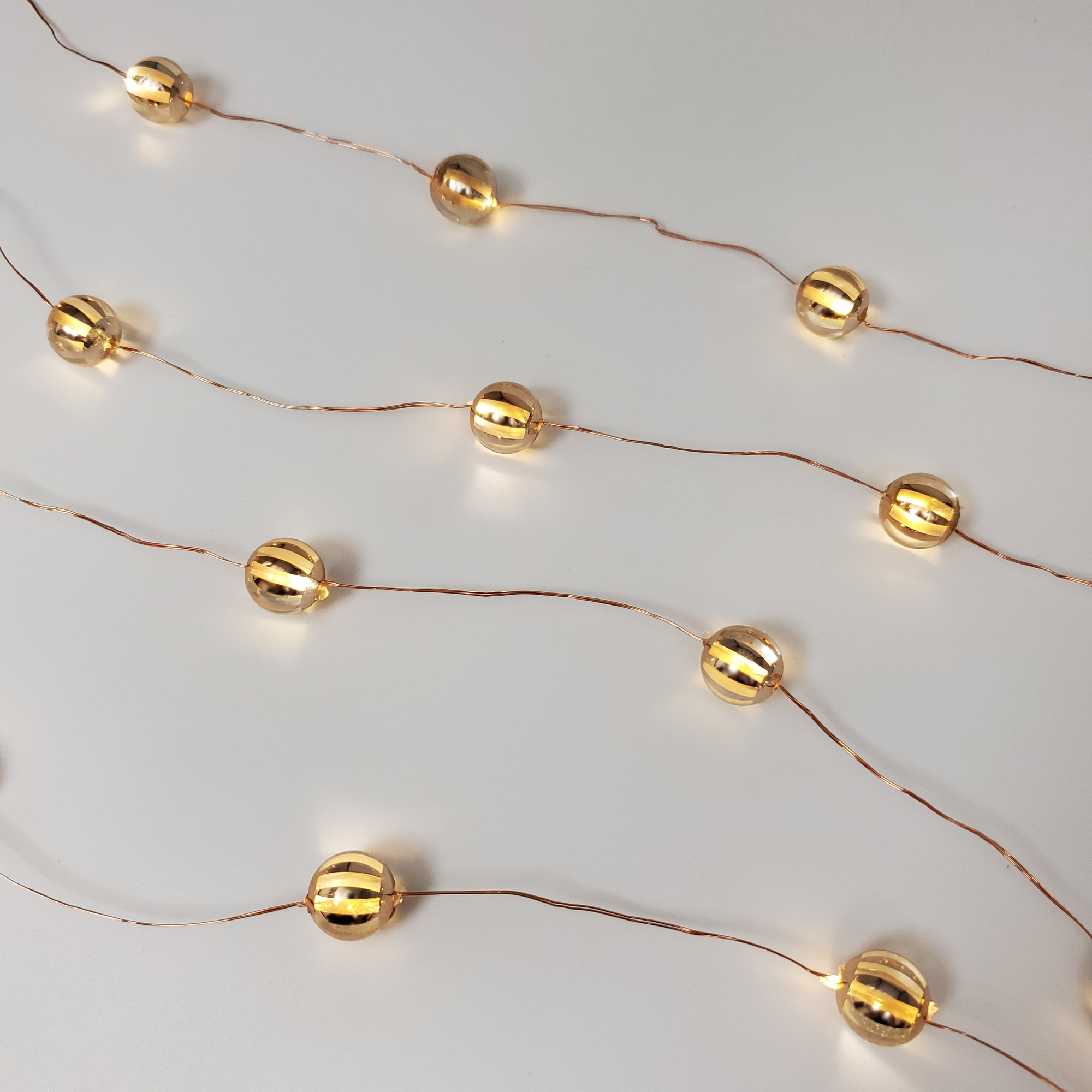LED Battery String Lights - Gold Balls - LumaBase